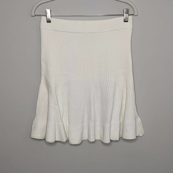 FREE PEOPLE White Solid Gold Knit Flowy Skirt NEW - Picture 3 of 7